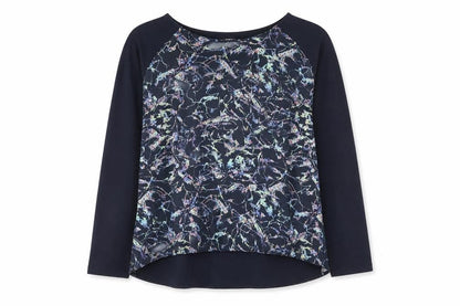 Dash Womens Blue Polyester Basic Blouse Size 14 Round Neck - Geometric Print