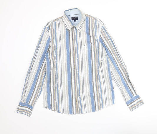 Cottonfield Mens Multicoloured Striped Cotton Button-Up Size S Collared Button