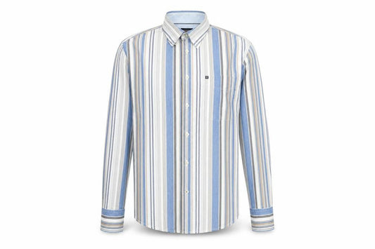 Cottonfield Mens Multicoloured Striped Cotton Button-Up Size S Collared Button