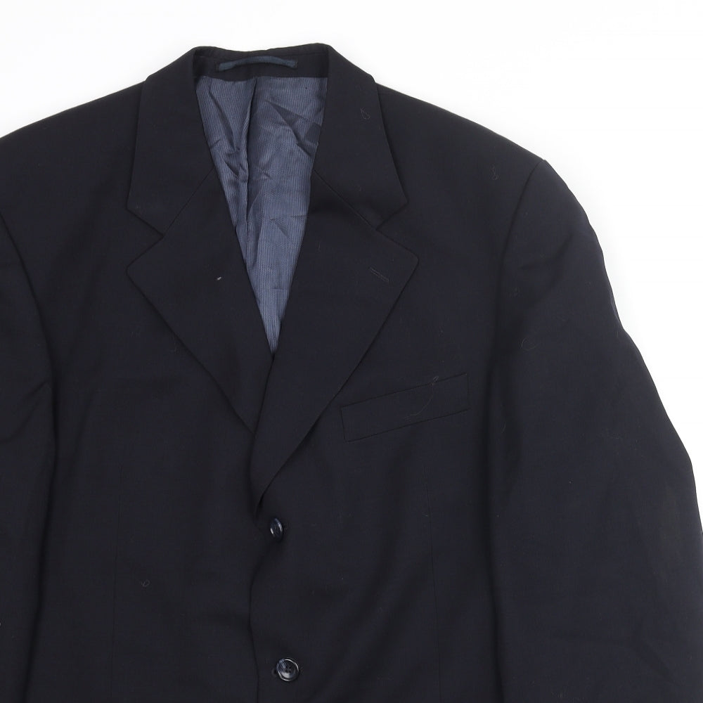 Van Kollem Mens Blue Polyester Jacket Suit Jacket Size 44 Regular