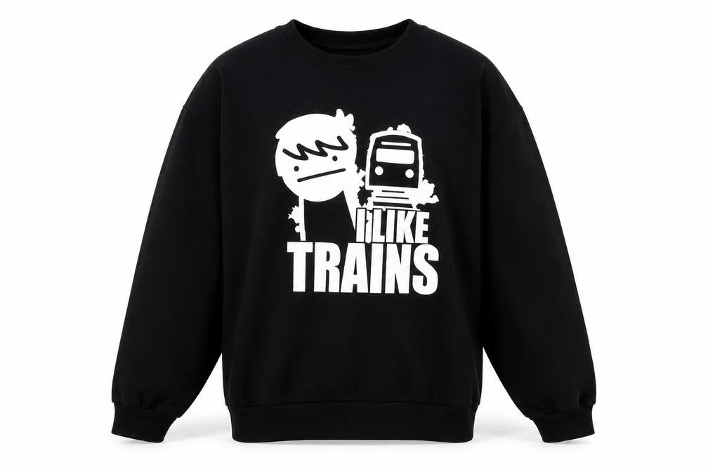 Stars & Stripes Mens Black Cotton Pullover Sweatshirt Size M - I Like Trains