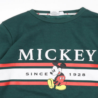 Preloved Disney Womens Green Polyester Pullover Sweatshirt Size 6 Pullover - Size 6-8, Mickey Mouse - Detail