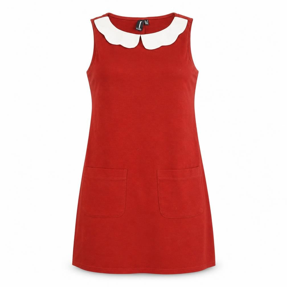 Izabel London Womens Red Polyester A-Line Size 8 Collared Pullover