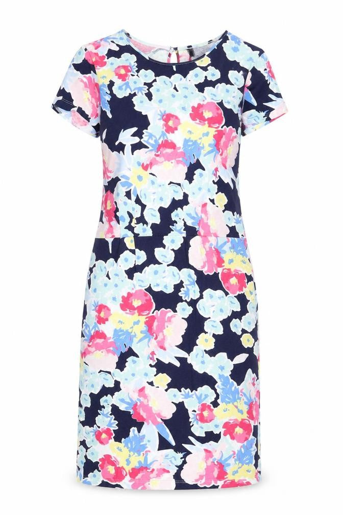 Eureco Womens Multicoloured Floral Cotton A-Line Size 10 Round Neck Button