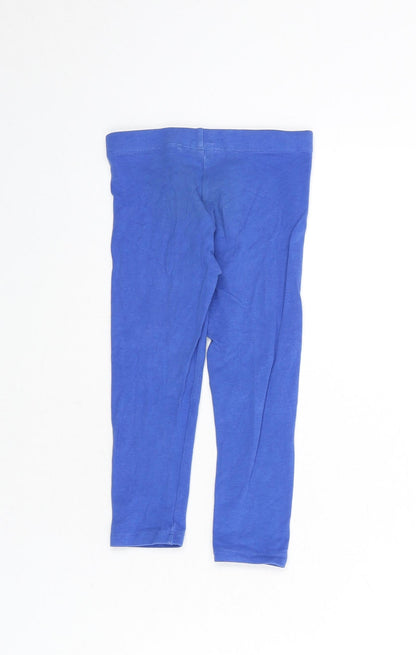 Next Girls Blue Cotton Capri Trousers Size 3 Years Regular Pullover - Leggings