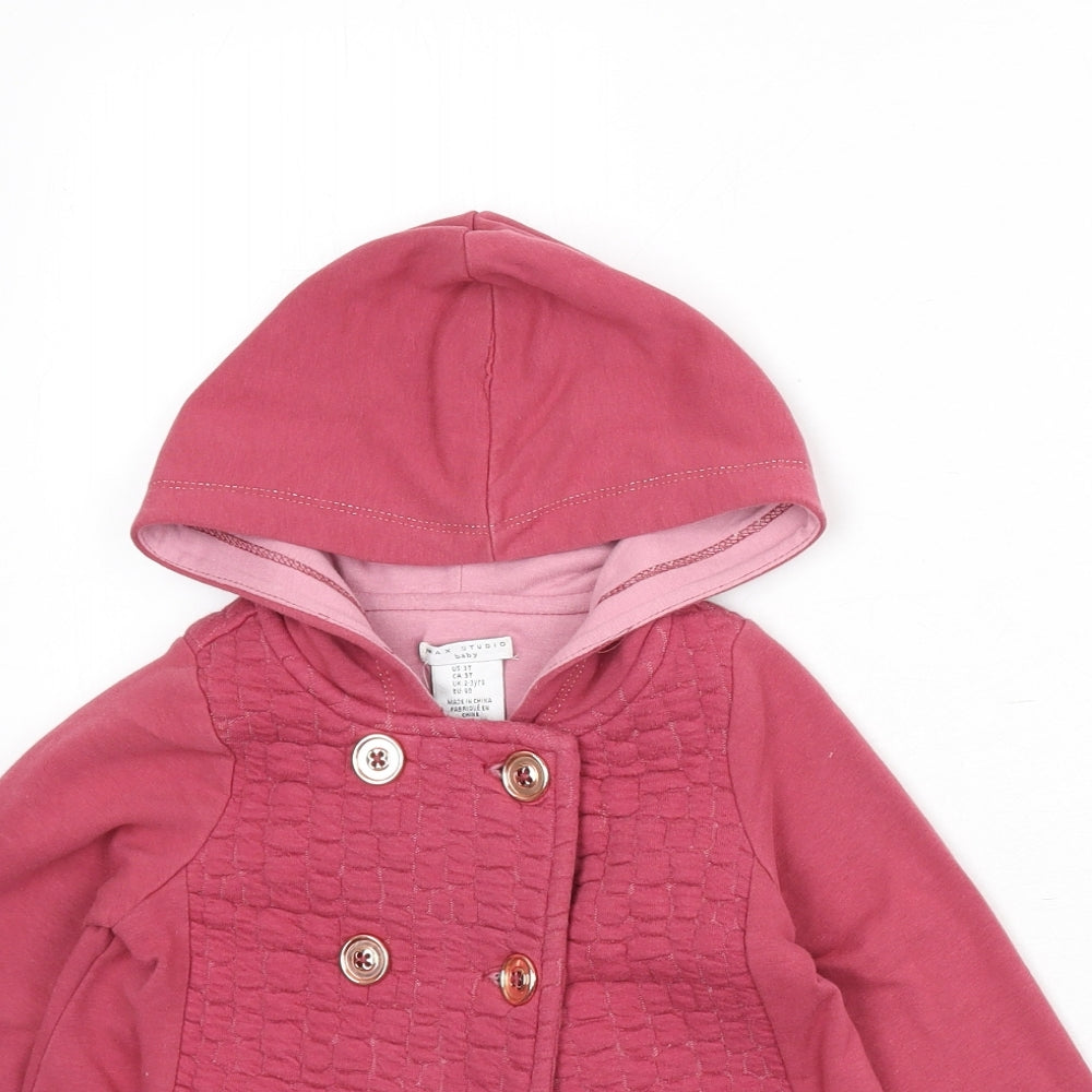 Max Studio Girls Pink Basic Jacket Jacket Size 3 Years Button