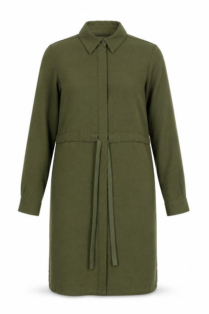 New Look Womens Green Polyester Sheath Size 8 Collared Button - Tie Detail