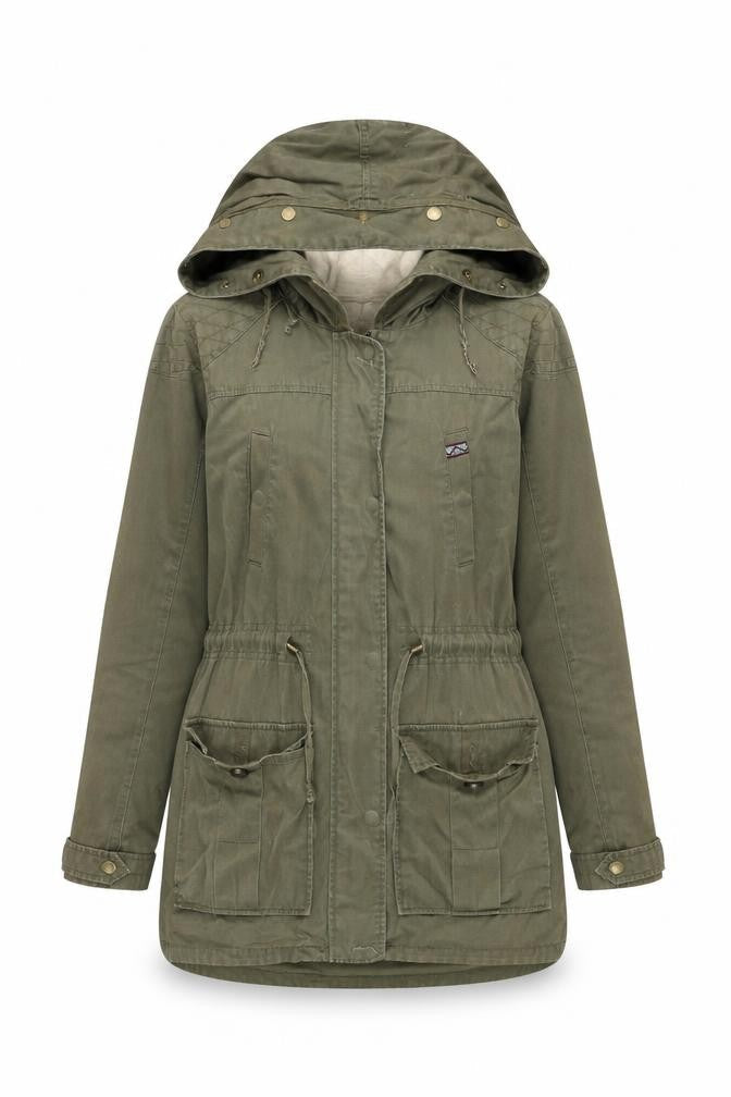RESERVED Womens Green Parka Coat Size 6 Zip