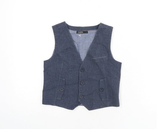 Autograph Boys Blue Jacket Waistcoat Size 4-5 Years Button