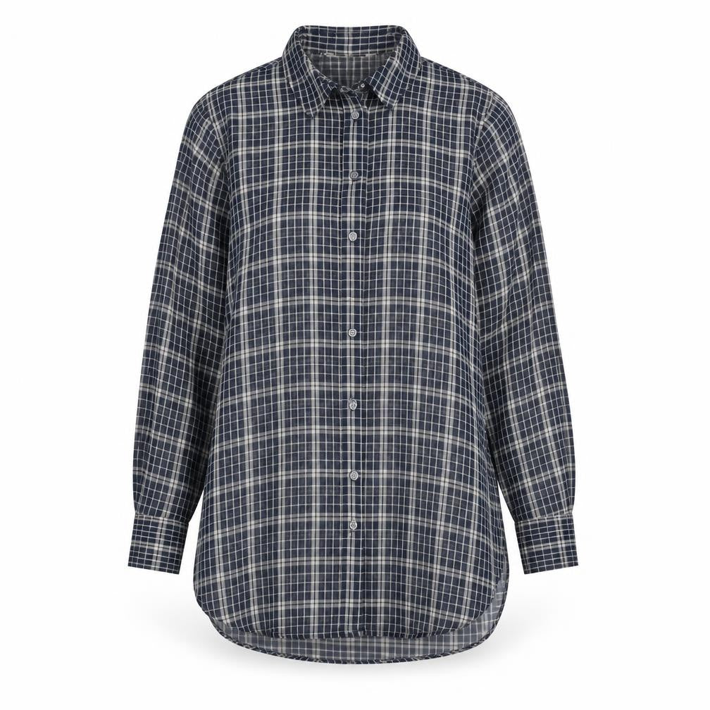 NEXT Womens Blue Plaid Polyester Basic Button-Up Size 6 Collared
