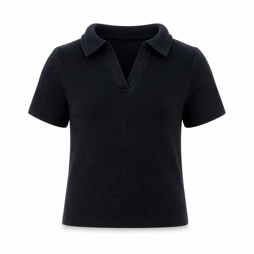 New Look Girls Black Cotton Basic T-Shirt Size 9 Years V-Neck Pullover