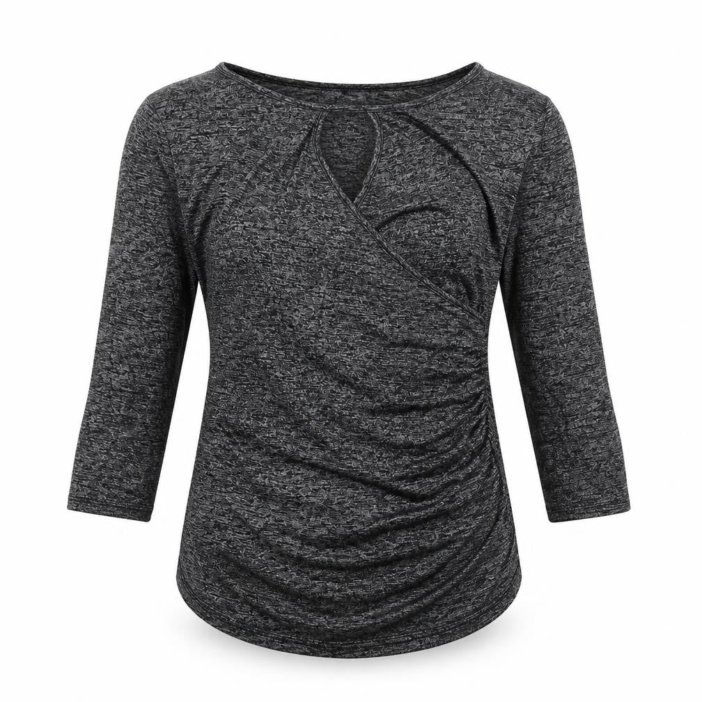 Jones New York Womens Grey Viscose Basic T-Shirt Size S Round Neck