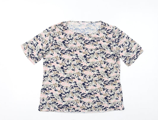 Slimma Womens Multicoloured Floral Polyester Basic T-Shirt Size 12 Round Neck