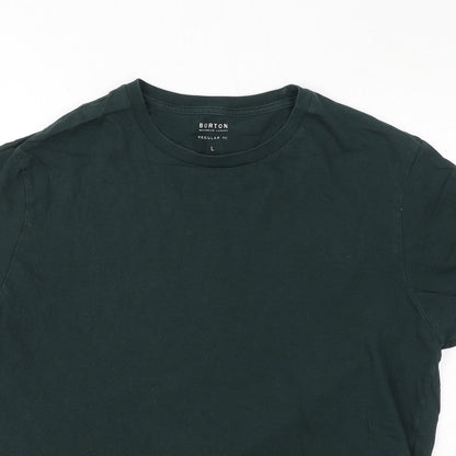Burton Womens Green Cotton Basic T-Shirt Size L Crew Neck