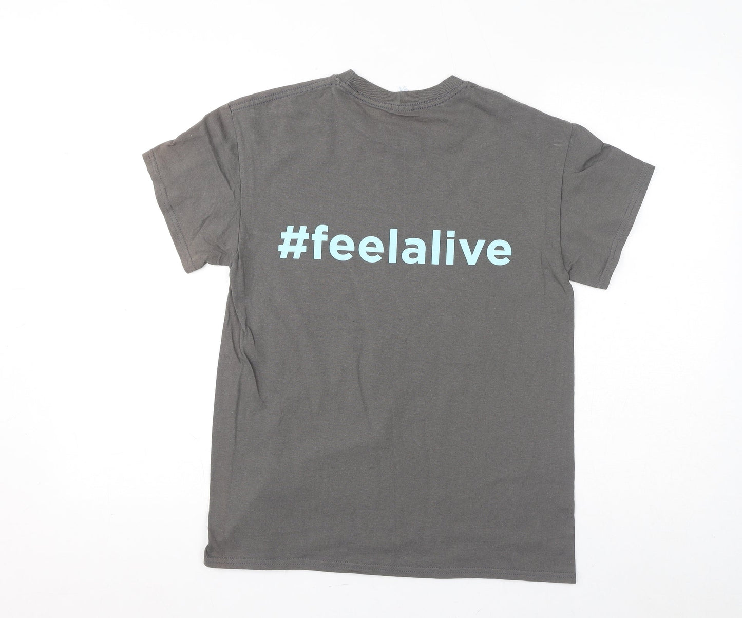 Gildan Womens Grey Cotton Basic T-Shirt Size S Round Neck - Feel Alive