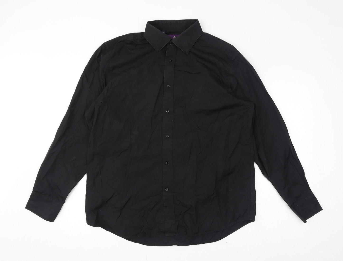 NEXT Mens Black Cotton Button-Up Size M Collared Button