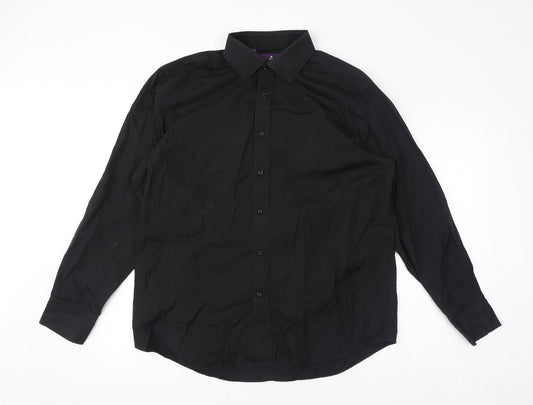 NEXT Mens Black Cotton Button-Up Size M Collared Button