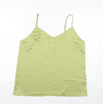 Marks & Spencer Womens Green Polyester Basic Tank Size 14 V-Neck