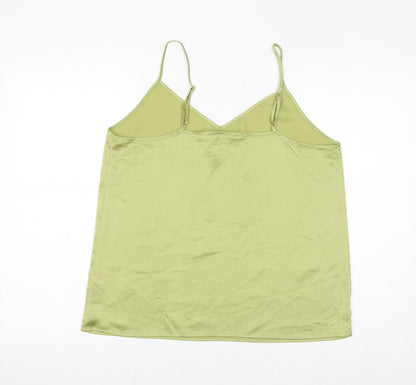 Marks & Spencer Womens Green Polyester Basic Tank Size 14 V-Neck