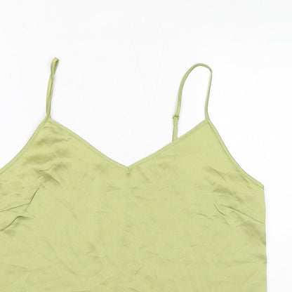 Marks & Spencer Womens Green Polyester Basic Tank Size 14 V-Neck