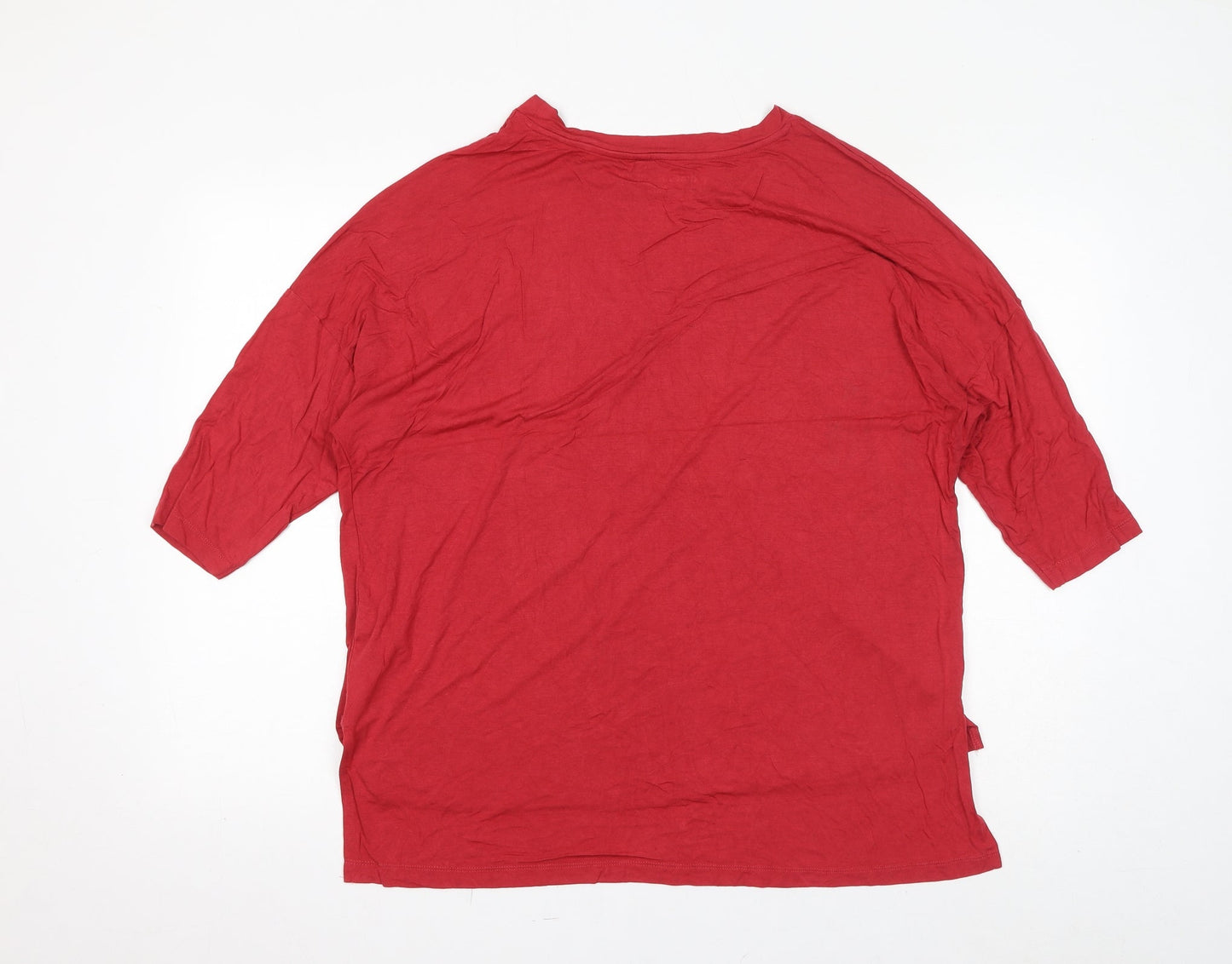 Capsule Womens Red Viscose Basic T-Shirt Size 16 Round Neck - Gem Embellishments