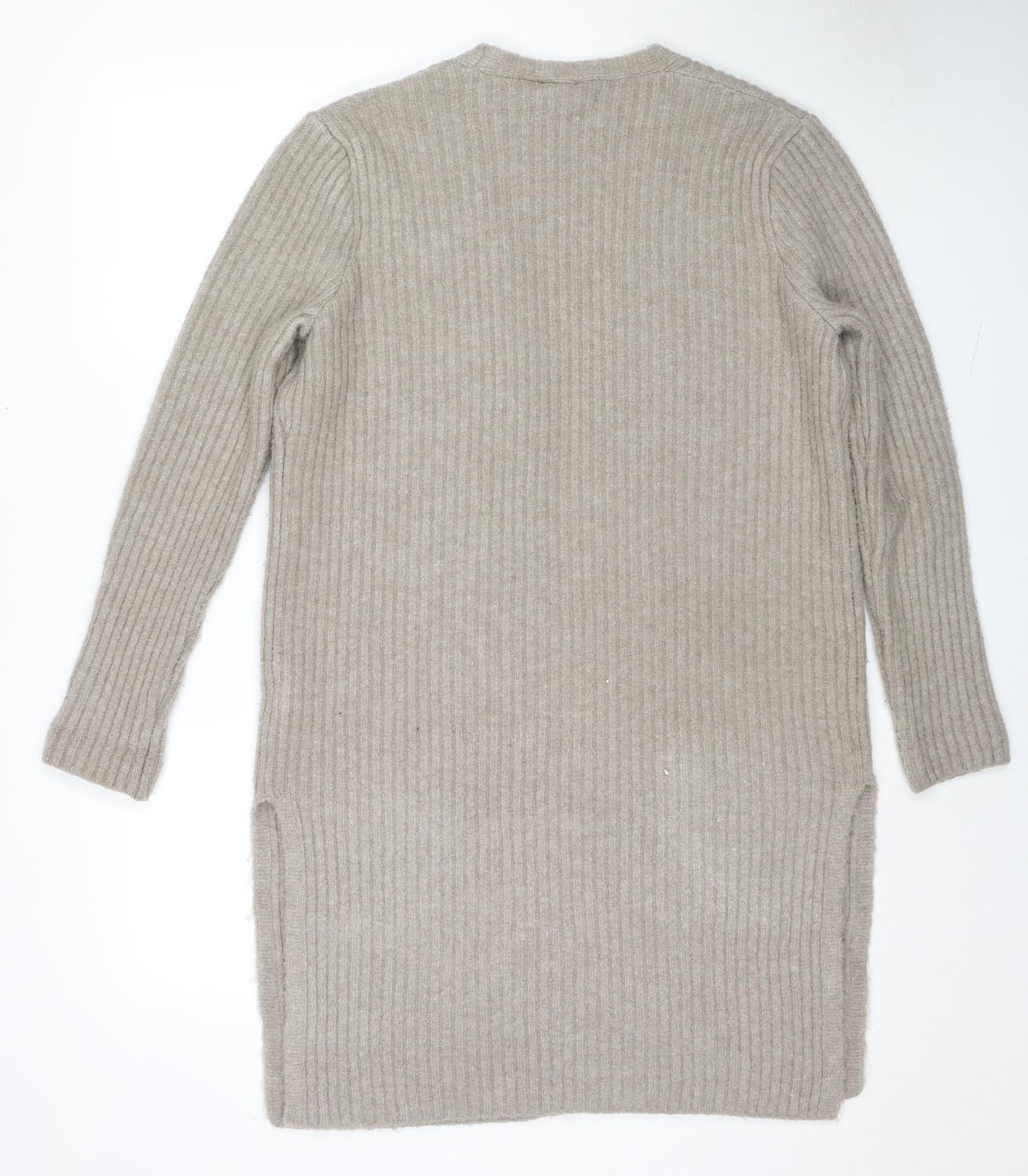 Marks and Spencer Womens Beige V-Neck Acrylic Cardigan Jumper Size 10