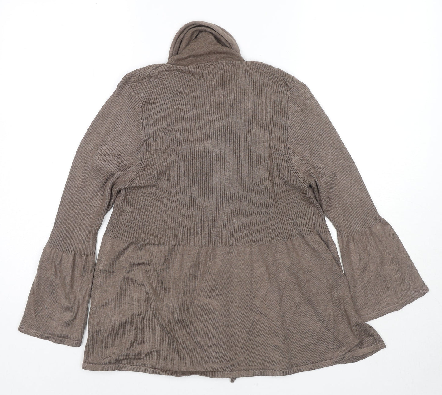 Marks and Spencer Womens Brown V-Neck Viscose Cardigan Jumper Size 14
