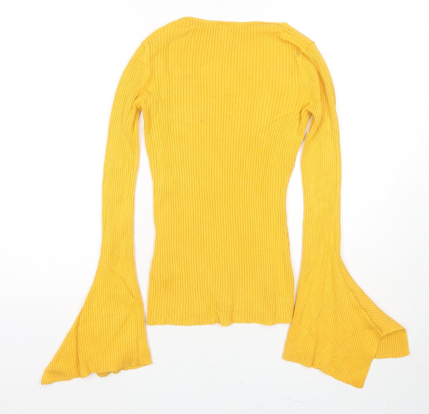 River Island Womens Yellow V-Neck Viscose Pullover Jumper Size 6