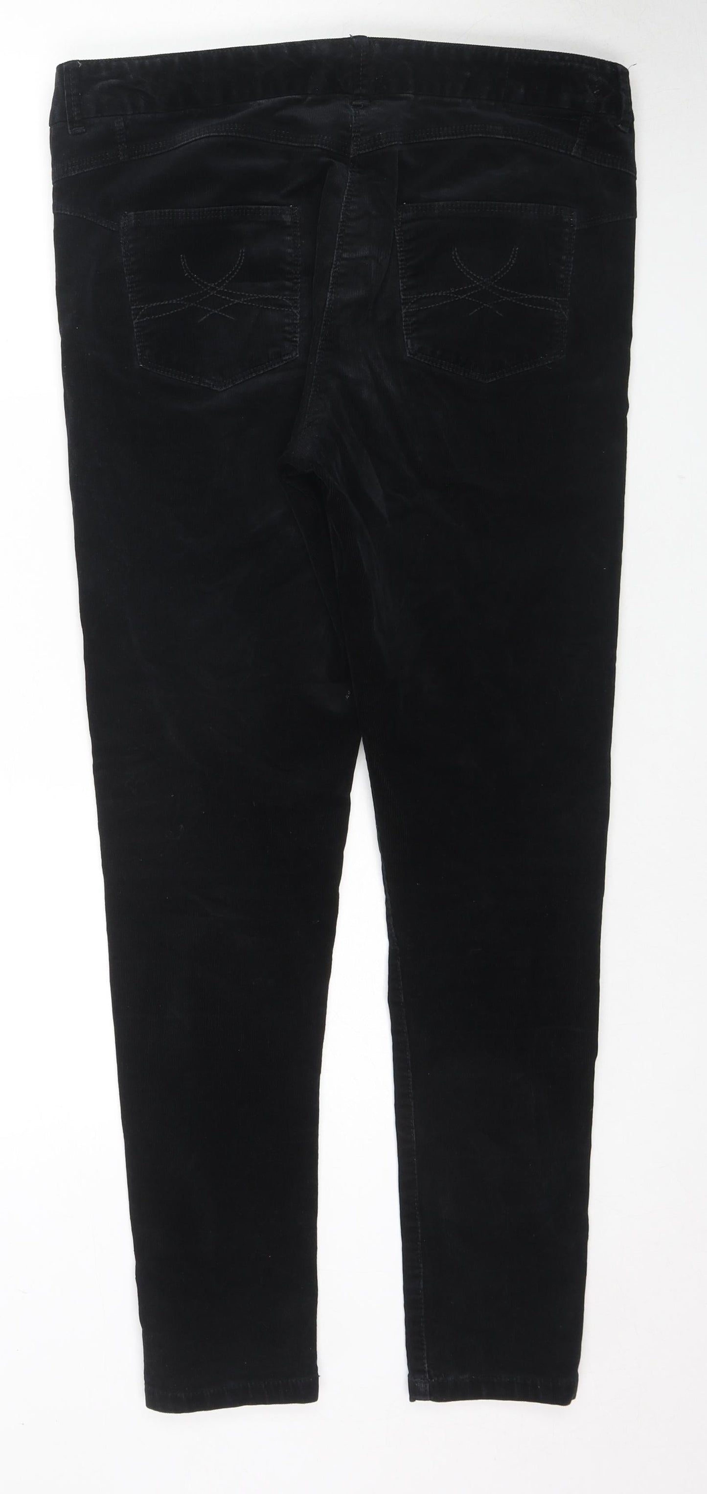 Marks and Spencer Womens Black Polyester Trousers Size 34 in L28 in Regular Zip
