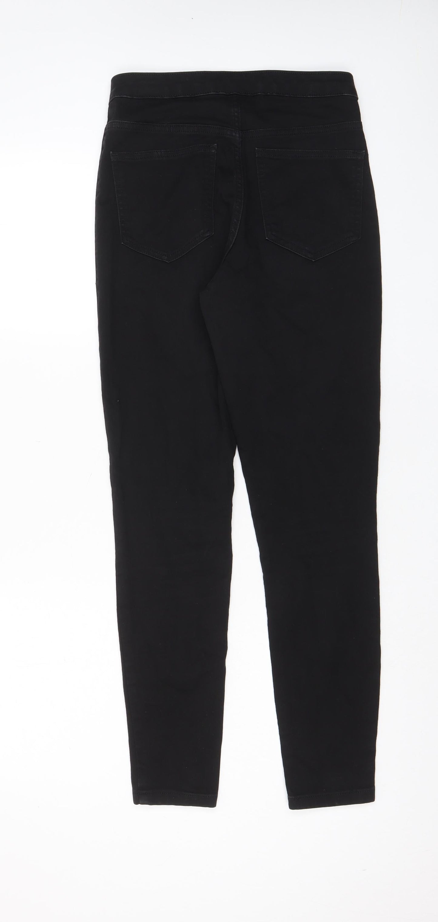 Marks and Spencer Womens Black Cotton Skinny Jeans Size 10 L28 in Regular Zip - Pockets