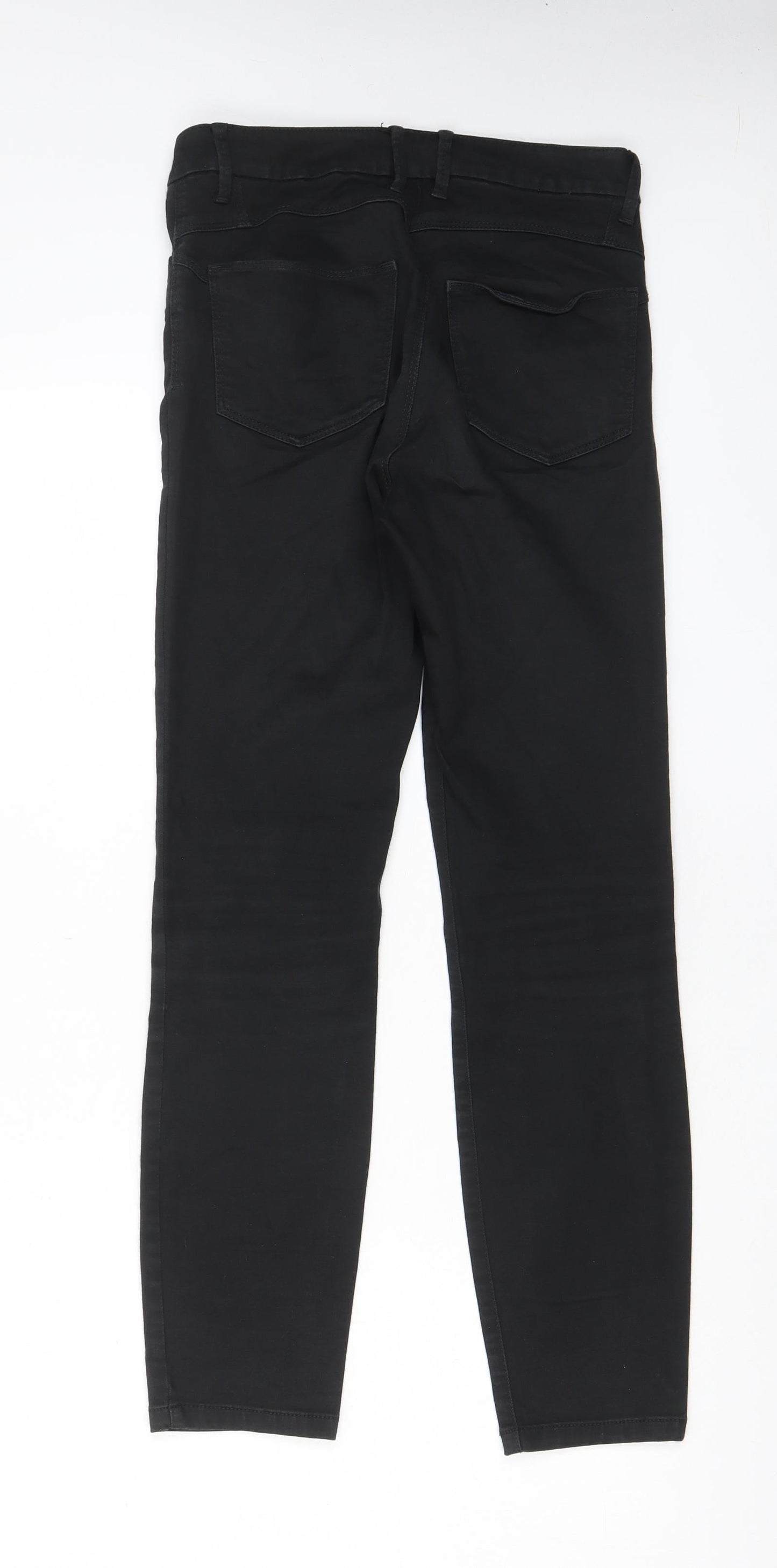Marks and Spencer Womens Black Cotton Skinny Jeans Size 8 L29 in Regular Zip - Pockets