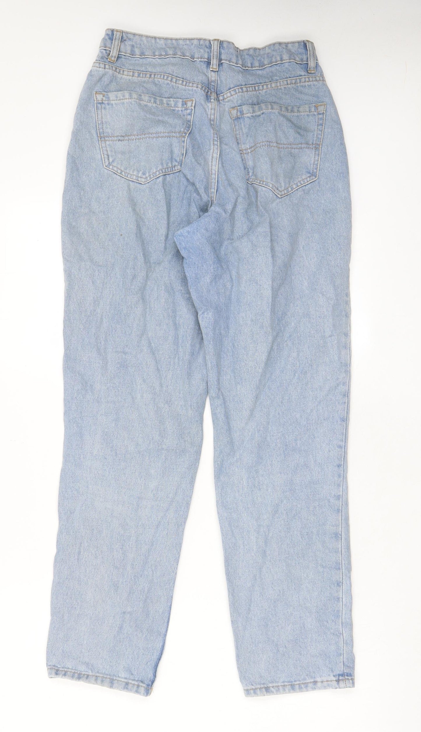 Brave Soul Womens Blue Cotton Straight Jeans Size 10 L28 in Regular Zip - Pockets