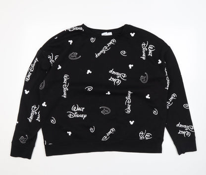 Disney Womens Black Polyester Pullover Sweatshirt Size L Pullover - Logo