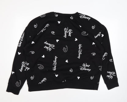 Disney Womens Black Polyester Pullover Sweatshirt Size L Pullover - Logo
