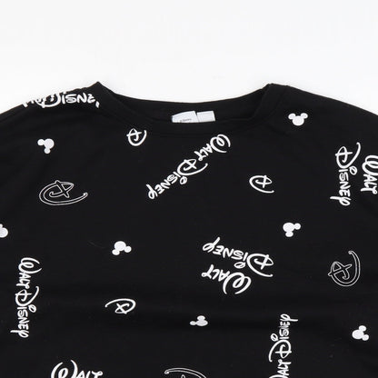 Disney Womens Black Polyester Pullover Sweatshirt Size L Pullover - Logo
