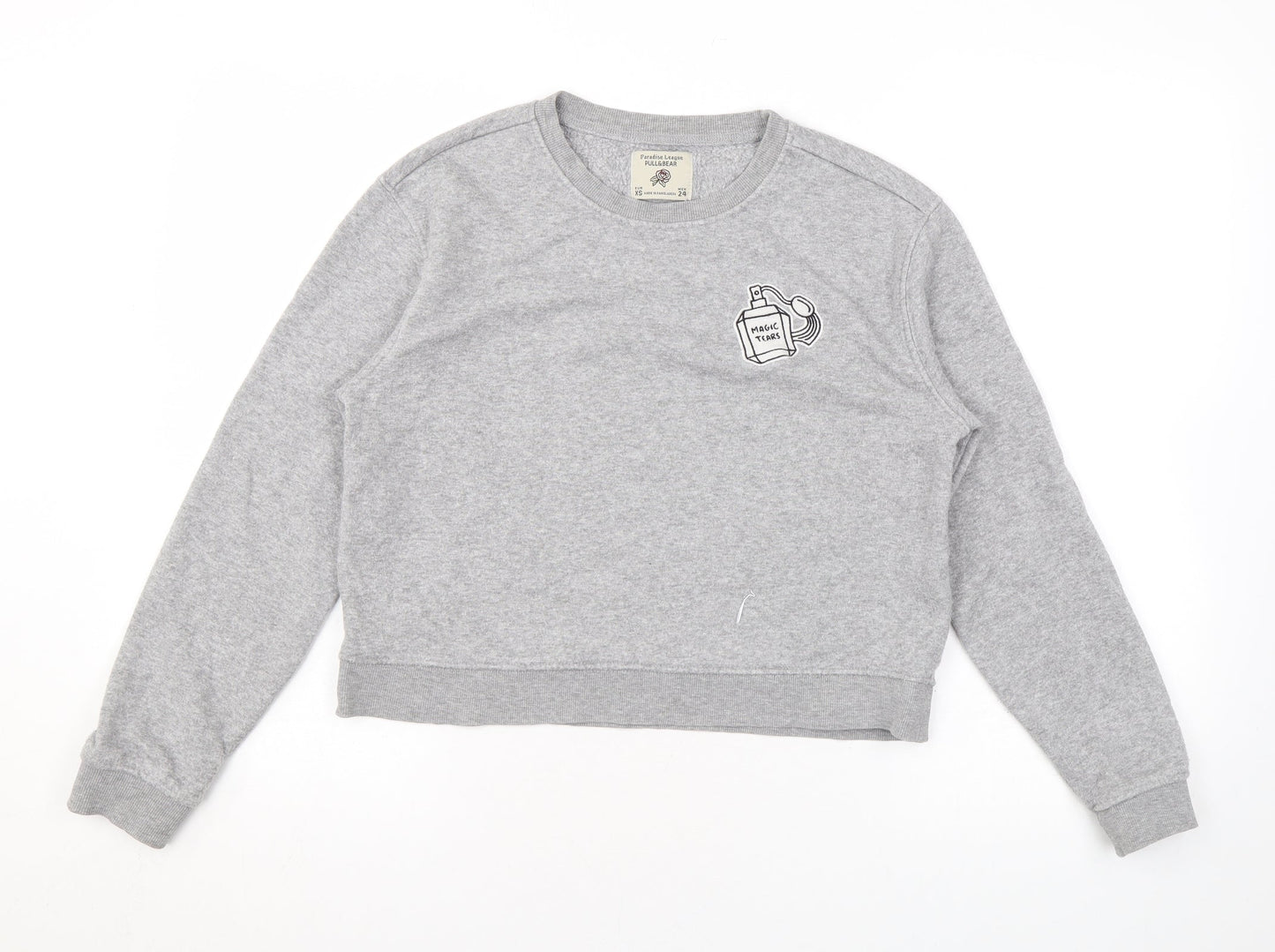 Pull&Bear Womens Grey Polyester Pullover Sweatshirt Size XS Pullover
