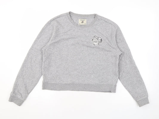 Pull&Bear Womens Grey Polyester Pullover Sweatshirt Size XS Pullover