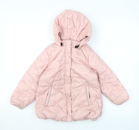 LEGO Girls Pink Floral Puffer Jacket Coat Size 4 Years Zip