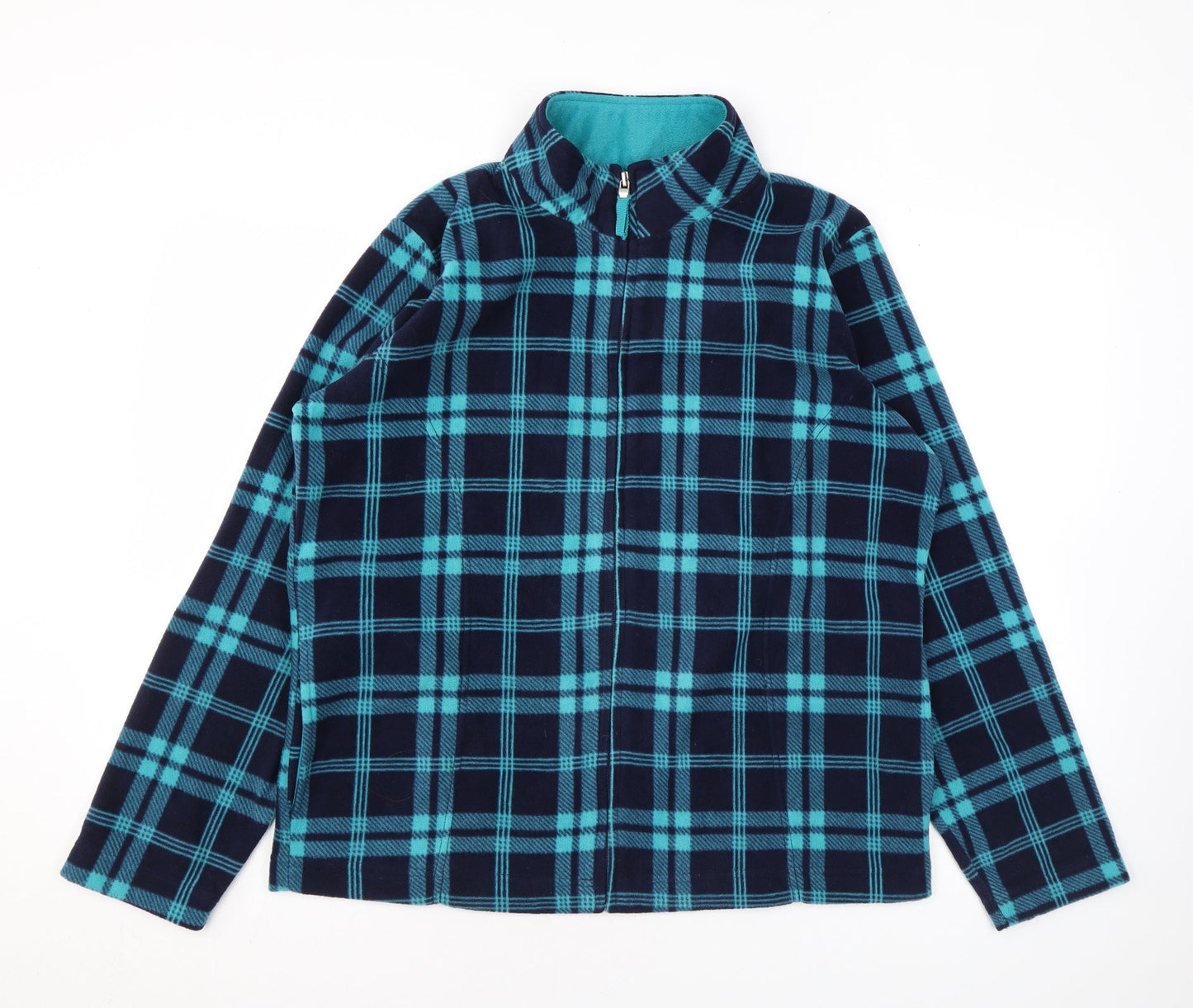 EWM Womens Blue Plaid Jacket Size M Zip
