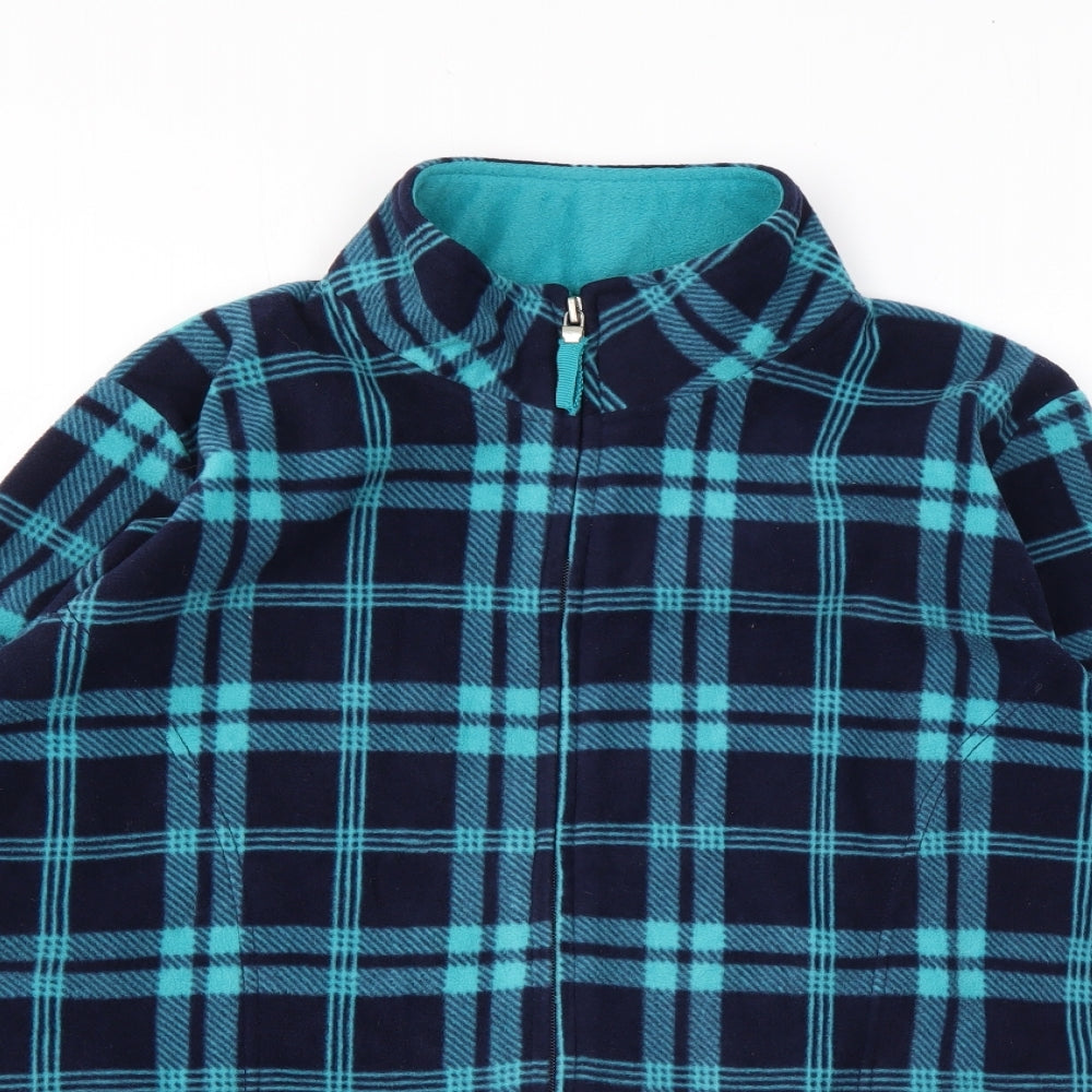 EWM Womens Blue Plaid Jacket Size M Zip