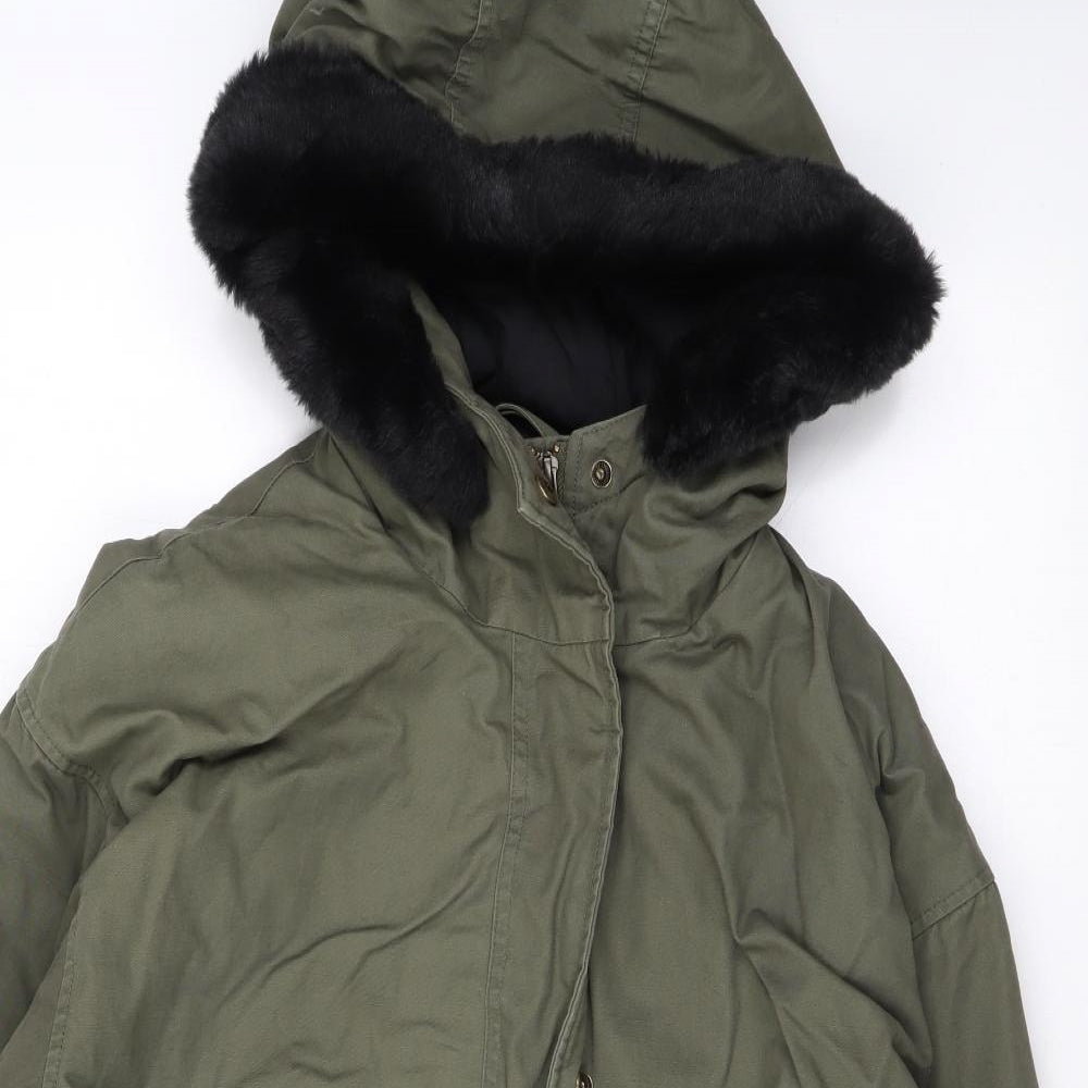 Selected Womens Green Rain Coat Coat Size 6 Zip