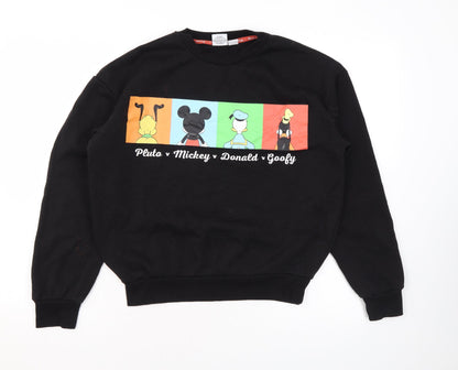 Preloved Disney Womens Black Cotton Pullover Sweatshirt Size 2XS Pullover - Logo - Front