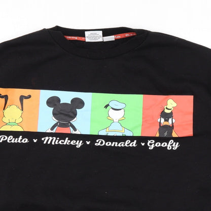 Preloved Disney Womens Black Cotton Pullover Sweatshirt Size 2XS Pullover - Logo - Detail
