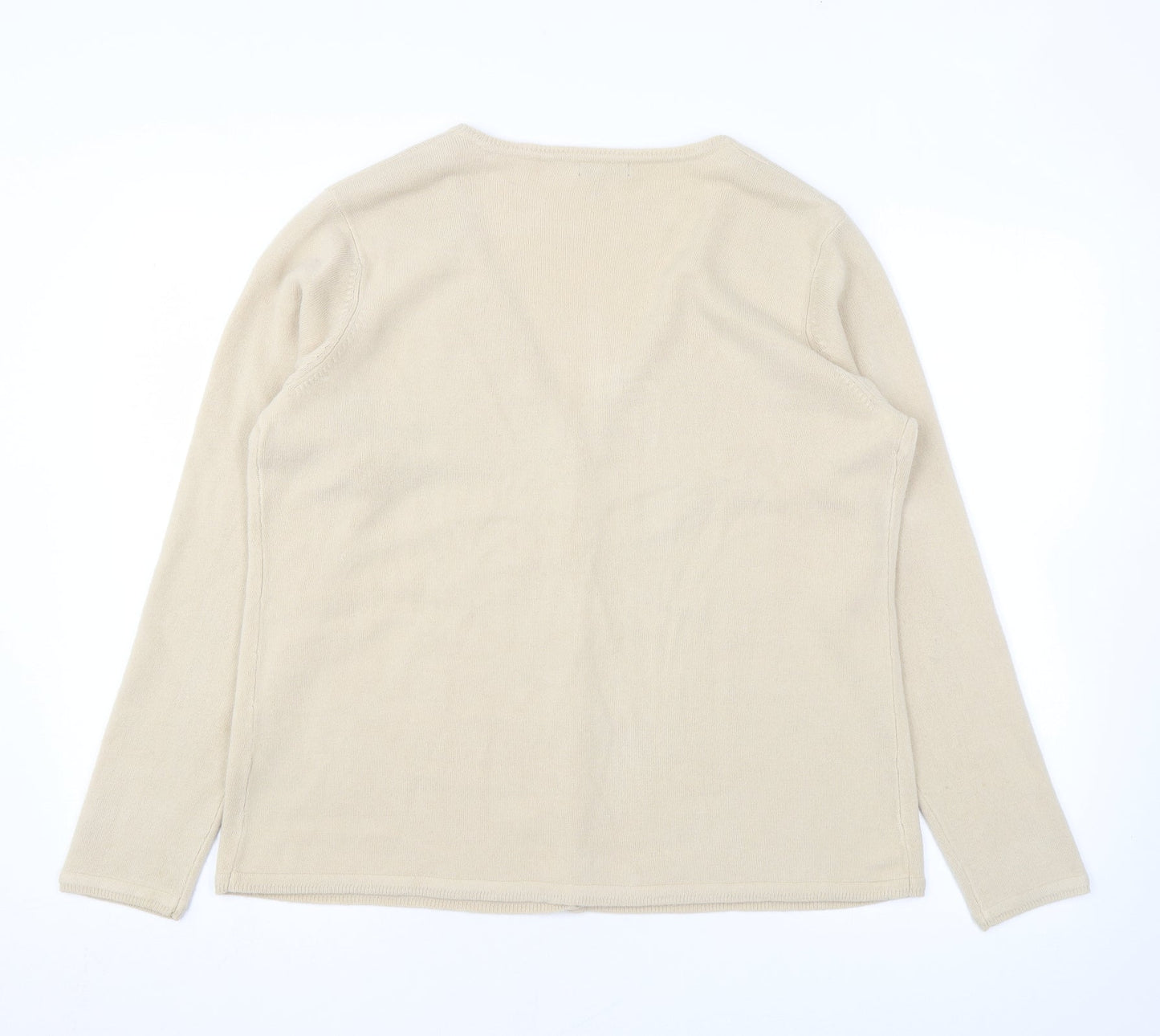 Bonmarché Womens Beige Scoop Neck Acrylic Cardigan Jumper Size M
