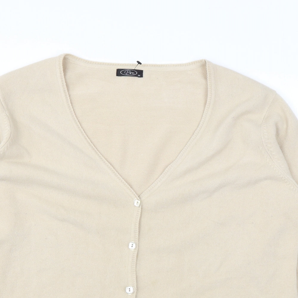 Bonmarché Womens Beige Scoop Neck Acrylic Cardigan Jumper Size M