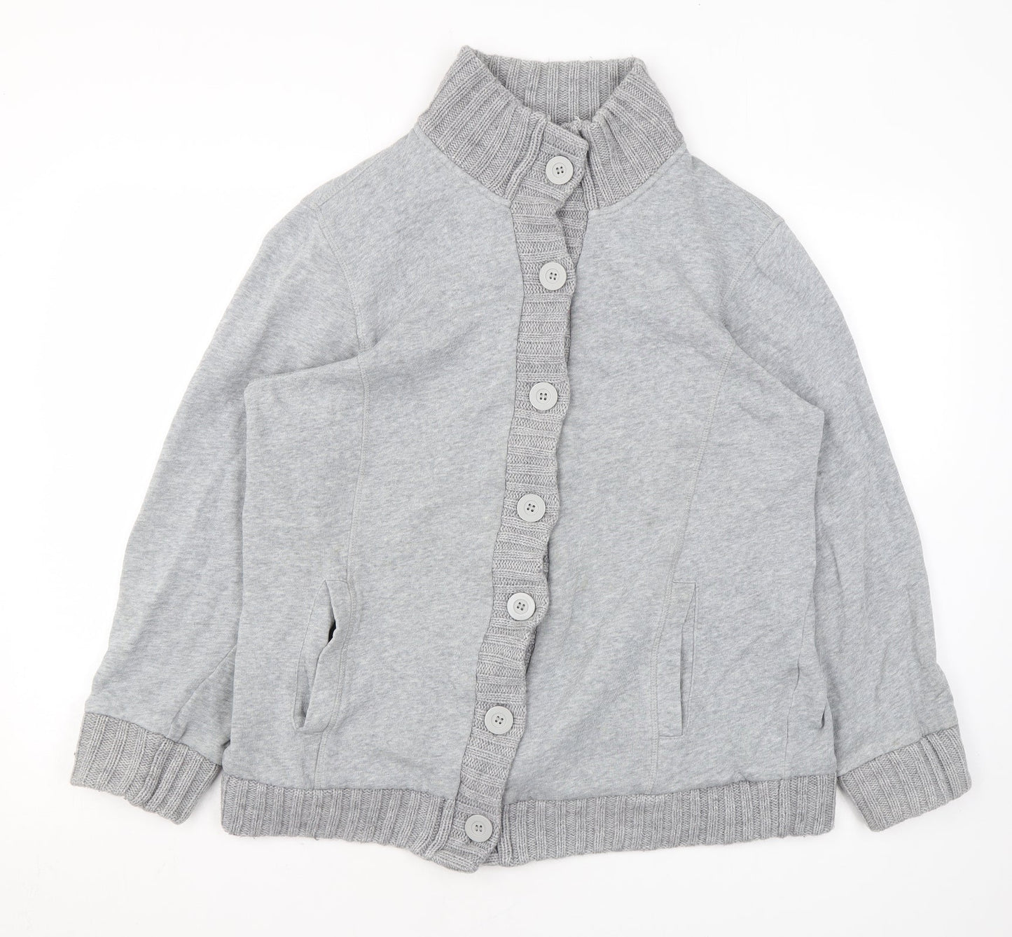 Damart Womens Grey Mock Neck Cotton Cape Jumper Size 18