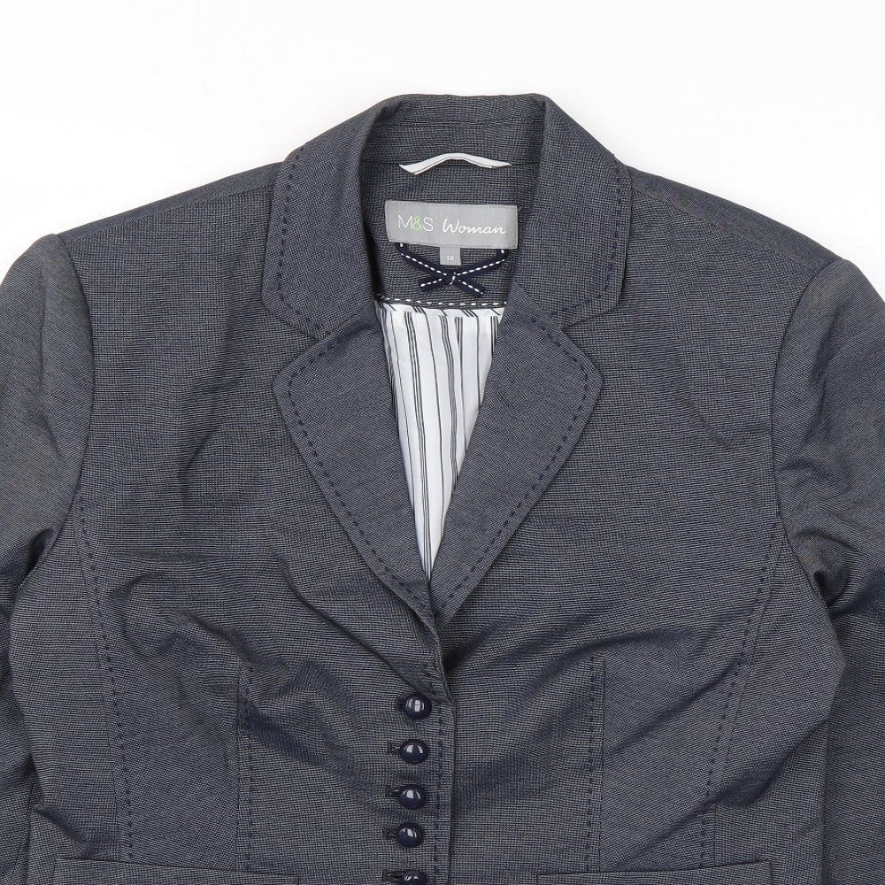 Marks and Spencer Womens Grey Jacket Blazer Size 12 Button