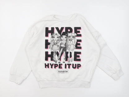 Rainbow High Girls White Cotton Pullover Sweatshirt Size 8-9 Years Pullover - Hype