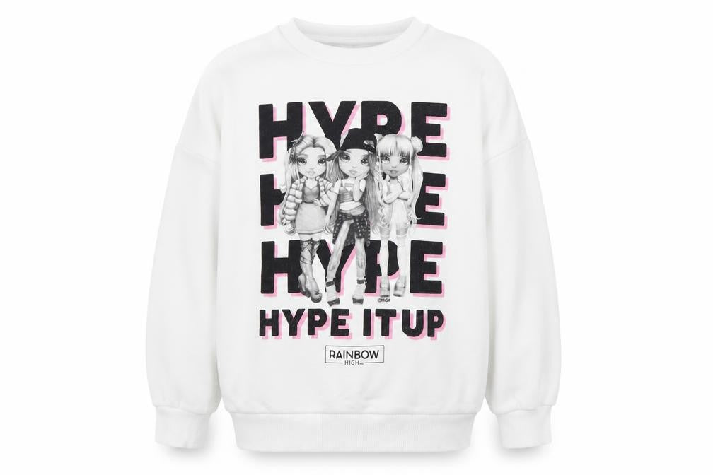 Rainbow High Girls White Cotton Pullover Sweatshirt Size 8-9 Years Pullover - Hype