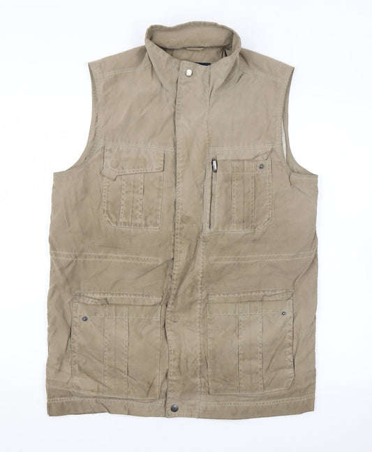 Gurteen Mens Beige Gilet Jacket Size 38 Zip